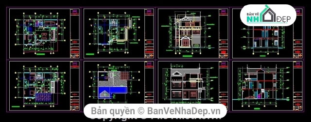 Bản vẽ biệt thự 3 tầng,Biệt thự phố 10x15m,3 tầng,bản vẽ 3 tầng,bản vẽ nhà phố 3 tầng,file cad nhà phố 3 tầng