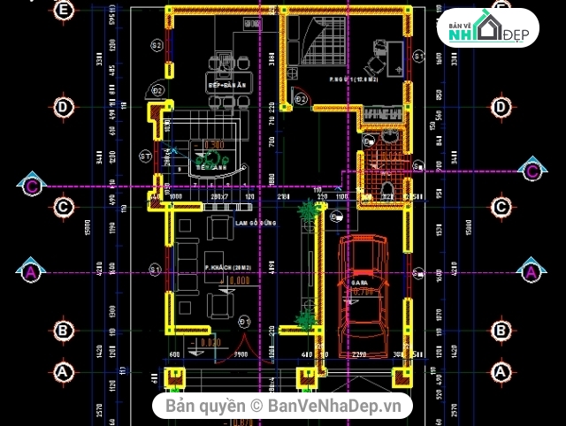 kiến trúc nhà 2 tầng,nhà kích thước 8 x 12.5m,nhà 2 tầng kiến trúc mái thái