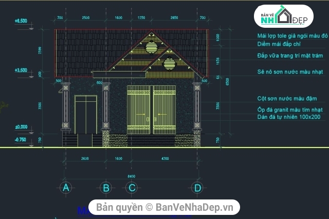 nhà vườn mái thái,nhà vườn kt 8.4x15.9m,mẫu nhà trệt đẹp,biệt thự nhà vườn,biệt thự 1 tầng