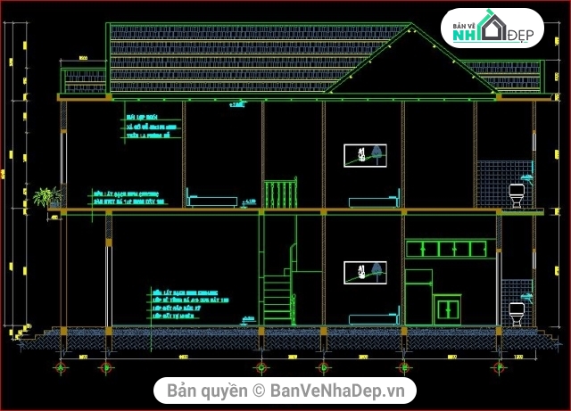 Thiết kế nhà ở,kiến trúc nhà 2 tầng,nhà ở 6x17m