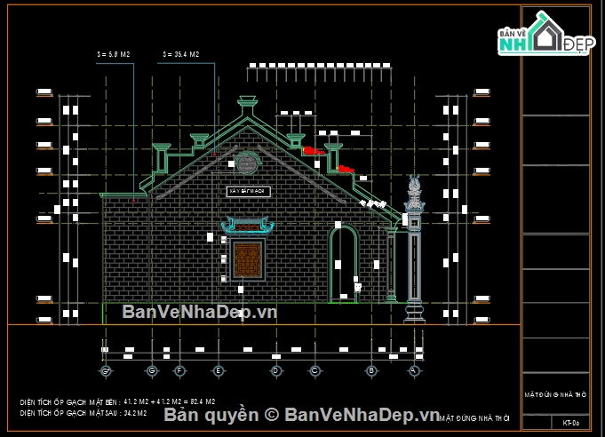 nhà thờ,File cad nhà thờ họ,kết cấu nhà thờ họ,Kiến trúc