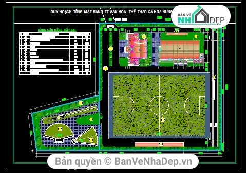 Bản vẽ khán đã sân đá bóng,khán đài sân bóng,Trung tâm văn hóa xã,kiến trúc nhà văn hóa