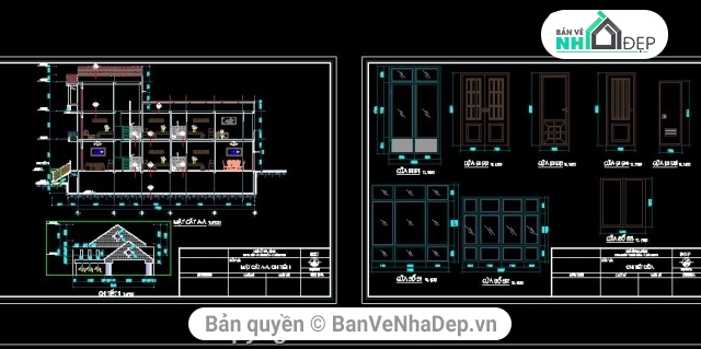 Bản vẽ nhà phố,Kiến trúc nhà phố,nhà kích thước 5 x 20m