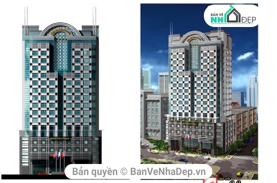 Khách sạn 4 sao,kiến trúc khách sạn,khách sạn KHATOCO,bản vẽ khách sạn KHATOCO,mẫu khách sạn 17 tầng