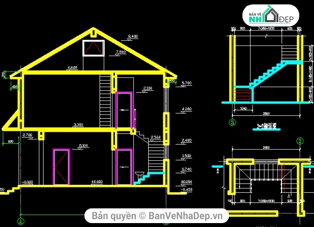 Sale bộ 7 bản vẽ nhà phố 2 tầng đa dạng miễn phí