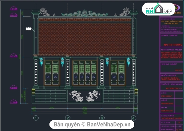 Bản vẽ,nhà thờ,Bản vẽ nhà thờ họ,phủ thờ