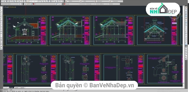 Bản vẽ,nhà thờ,Bản vẽ nhà thờ họ,phủ thờ