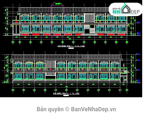 Bản vẽ trường học,Bản vẽ trường,vẽ trường học,trường học 2 tầng,bản vẽ cad trường học