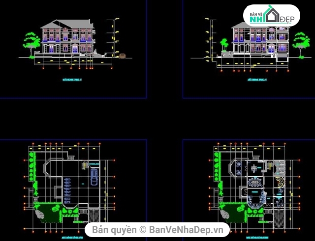 biệt thự hiện đại 3 tầng,biệt thự kiểu pháp 3 tầng,kiến trúc biệt thự,Mẫu biệt thự Pháp sang trọng,File cad biệt thự 3 tầng