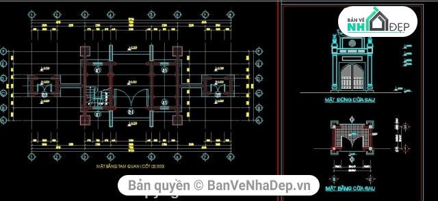 bản vẽ cổng đình,bản vẽ kiến trúc,Hồ sơ thiết kế,bản vẽ cổng chùa,tam quan đình chùa