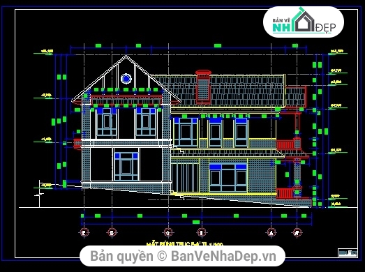 Bộ 4 mẫu nhà biệt thự 2 tầng có kích thước chiều rộng từ 6-7m, chiều dài từ 15-19m