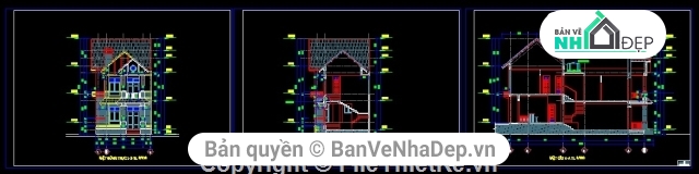 Bản vẽ thiết kế biệt thự 2 tầng,biệt thự 2 tầng KT 6.8x17.6m,biệt thự 2 tầng,thiết kế biệt thự 2 tầng