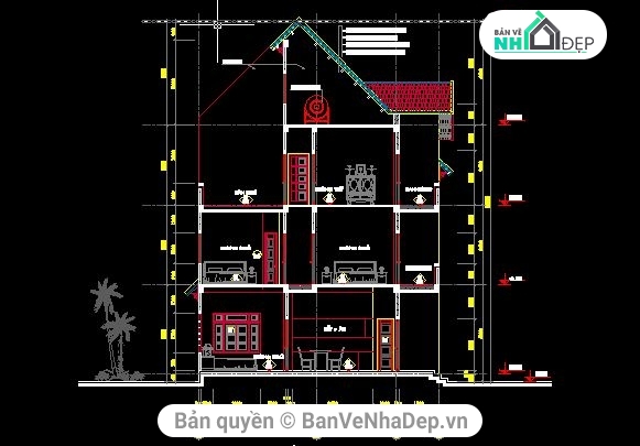 thiết kế biệt thự đẹp,Bản vẽ thiết kế biệt thự,biệt thự 3 tầng 10.2x13m,bản vẽ biệt thự 3 tầng,thiết kế biệt thự 3 tầng