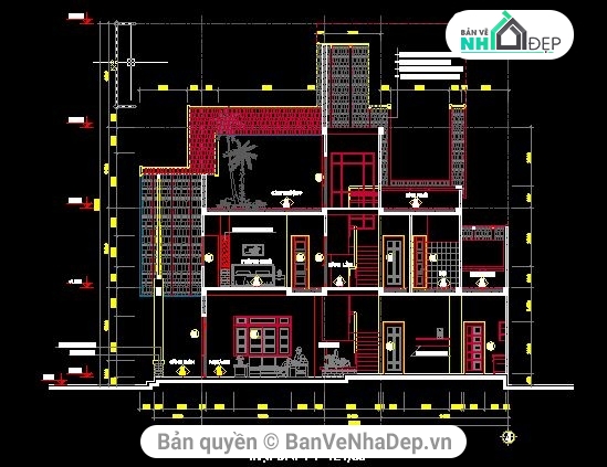 thiết kế biệt thự đẹp,Bản vẽ thiết kế biệt thự,biệt thự 3 tầng 10.2x13m,bản vẽ biệt thự 3 tầng,thiết kế biệt thự 3 tầng