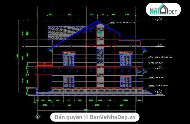 biệt thự kích thước 11x12m,Bản vẽ biệt thự 9.4x17m,nhà kích thước 9.4x17m,biệt thự kích thước 9.4x17m,bản vẽ biệt thự 3 tầng