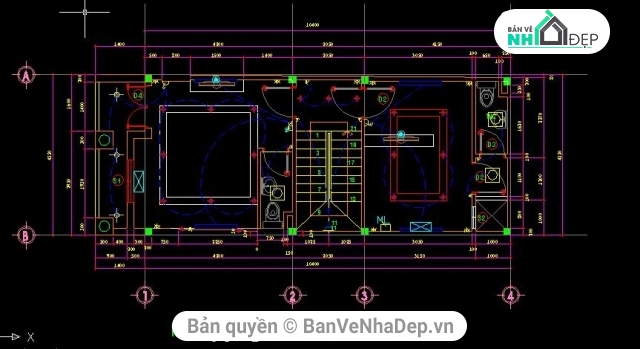 Bản vẽ 4.5x12m,nhà 3 tâng 4.5x12m,thiết kế nhà ở 3 tầng,file cad nhà phố 3 tầng