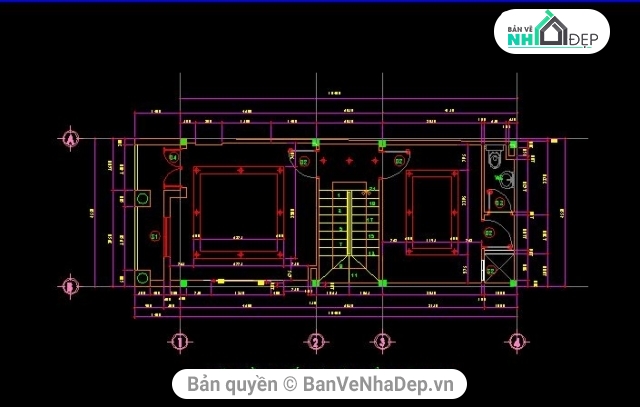 Bản vẽ 4.5x12m,nhà 3 tâng 4.5x12m,thiết kế nhà ở 3 tầng,file cad nhà phố 3 tầng