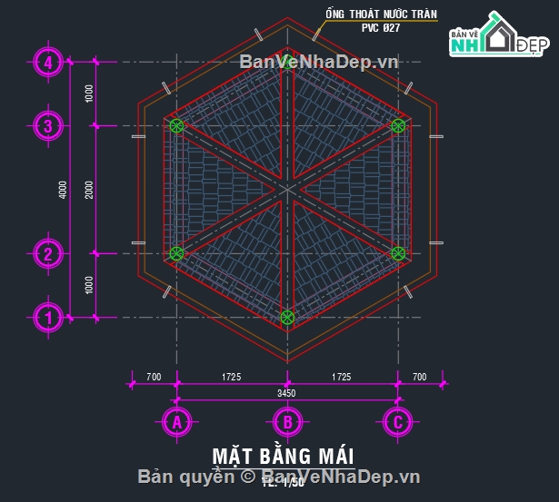 nhà bảo vệ,bản vẽ autocad nhà bảo vệ,bản vẽ nhà bảo vệ lục giác
