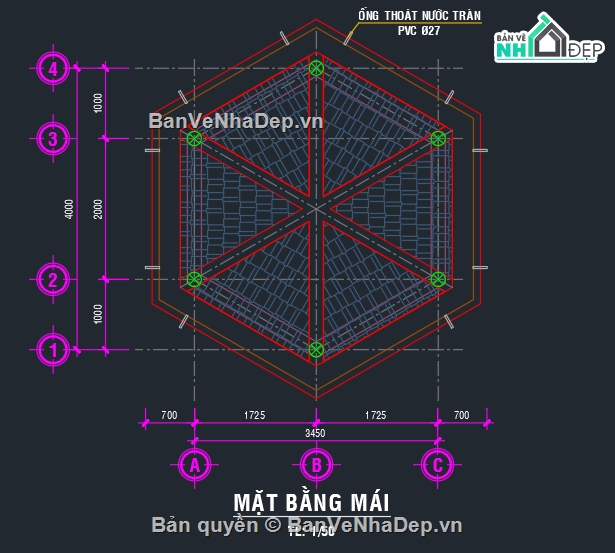 nhà bảo vệ,bản vẽ autocad nhà bảo vệ,bản vẽ nhà bảo vệ lục giác