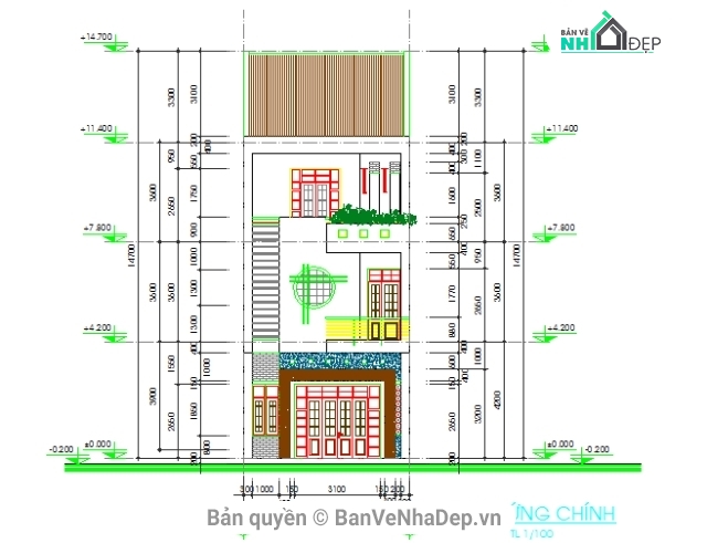 Bản vẽ nhà phố,nhà phố 3 tầng,6x17m,mặt tiền 6m,biệt thự 3 tầng,hồ sơ thiết kế nhà phố 3 tầng
