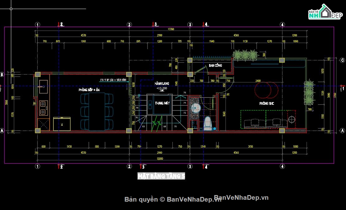 bản vẽ cad nhà phố 5 tầng,Nhà phố 5 tầng,file cad Nhà phố 5 tầng,bản vẽ Nhà phố 5 tầng