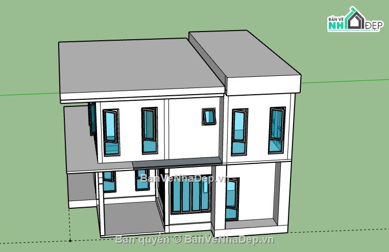 Nhà phố 2 tầng,model su nhà phố 2 tầng,file su nhà phố 2 tầng,nhà phố 2 tầng sketchup,file sketchup nhà phố 2 tầng