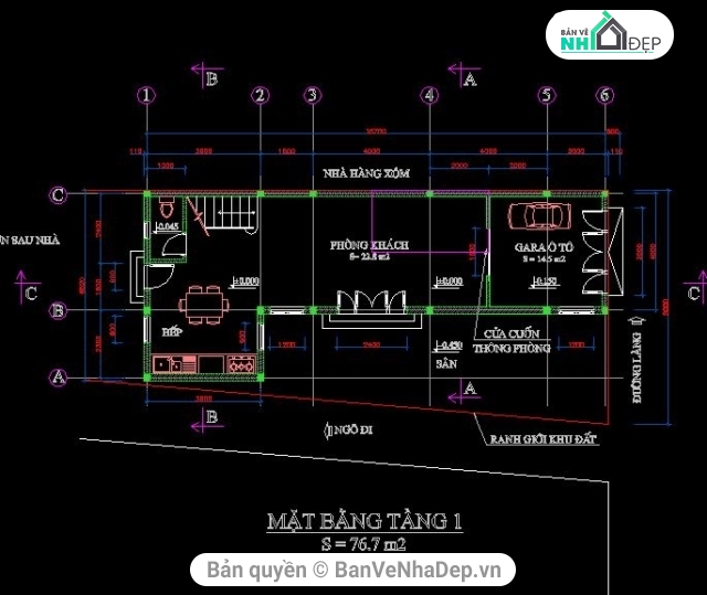 Thiết kế nhà phố,nhà dân 6.52x15.7m,mẫu nhà phố đẹp