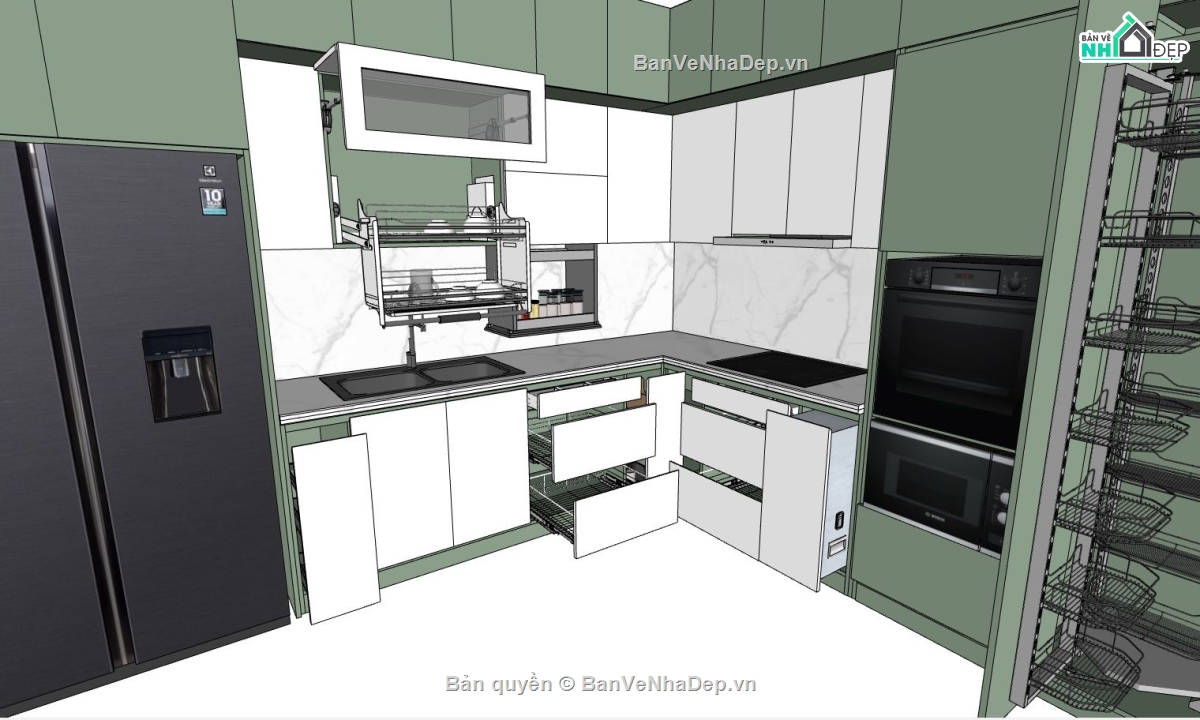 phòng bếp,model nội thất phòng ngủ,sketchup nội thất phòng ngủ