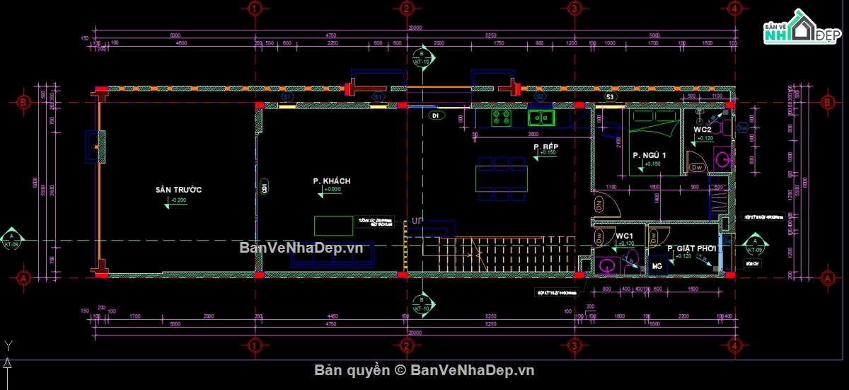 nhà phố 2 tầng,nhà 2 tầng,file cad nhà phố