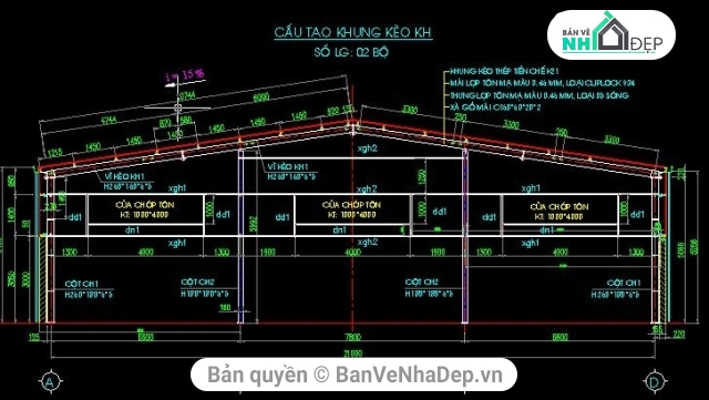 nhà xưởng,kết cấu nhà thép,bản vẽ nhà xưởng,bản vẽ kết cấu,cad nhà xưởng 21x42m,cad nhà xưởng