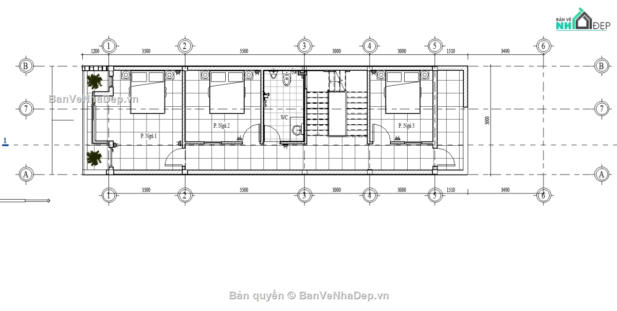 Bản vẽ nhà phố,nhà phố 2 tầng,bản vẽ nhà phố 2 tầng