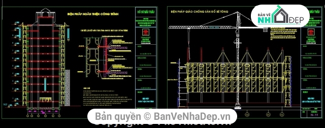 chi tiết thi công,thi công,Biện pháp thi công,nhà 9 tầng