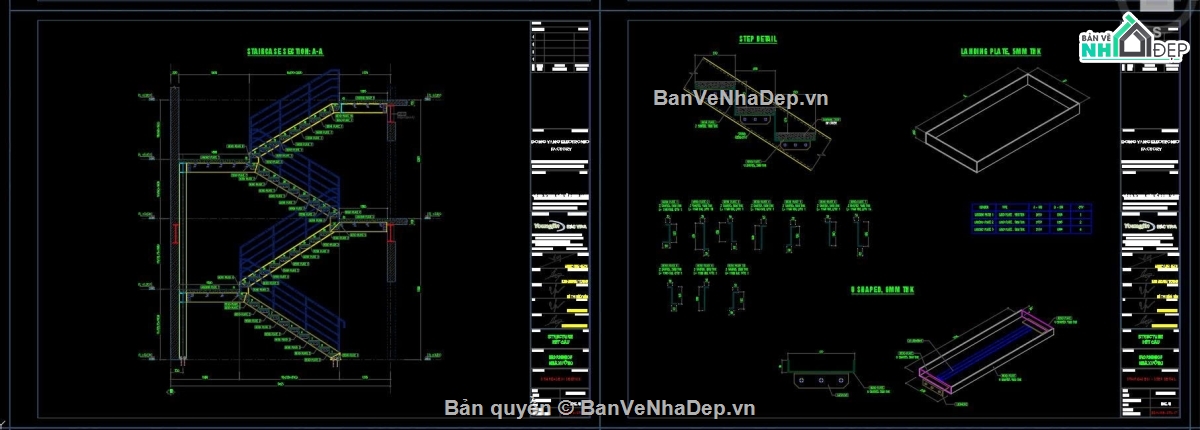 Bản vẽ thiết kế chi tiết cầu thang thép nhà xưởng,chi tiết cầu thang,Bản vẽ cầu thang thép,Thiết kế chi tiết cầu thang thép