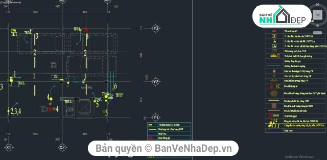 bản vẽ CAD biệt thự,bản vẽ cơ điện,hệ thống điện nhà phố,điện công trình,điện biệt thự,bản vẽ điện biệt thự