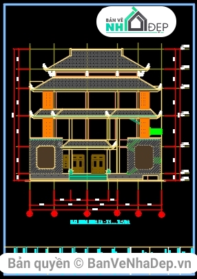 Bản vẽ kiến trúc chùa,kiến trúc và kết cấu chùa,kết cấu Chùa Tây Thiên,kiến trúc chùa tây thiên,thiết kế chùa Tây Thiên