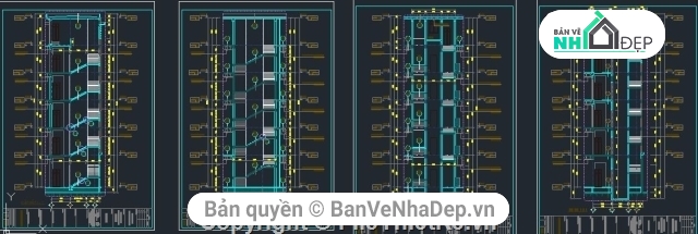 Bản vẽ kiến trúc Nhà,kiến trúc 6 tầng,Nhà làm việc 6 tầng 15.4x17.8m,bản vẽ nhà làm việc 6 tầng