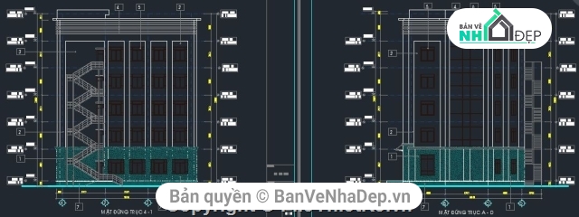 Bản vẽ kiến trúc Nhà,kiến trúc 6 tầng,Nhà làm việc 6 tầng 15.4x17.8m,bản vẽ nhà làm việc 6 tầng