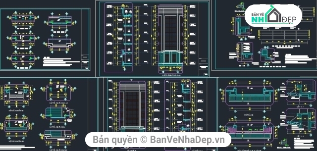 Bản vẽ kiến trúc Nhà,kiến trúc 6 tầng,Nhà làm việc 6 tầng 15.4x17.8m,bản vẽ nhà làm việc 6 tầng