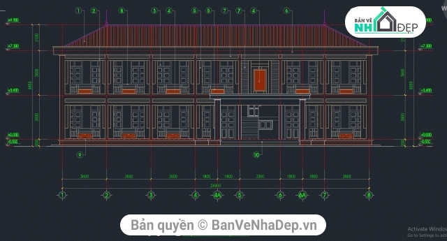 Bản vẽ chi tiết,kết cấu lớp học,lớp học,trường,2 tầng,2 tầng 6 phòng