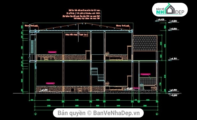 Bản vẽ nhà 2 tầng,kiến trúc nhà 2 tầng,kiến trúc 2 tầng 5x16m,thiết kế nhà 2 tầng,mẫu file cad nhà 2 tầng