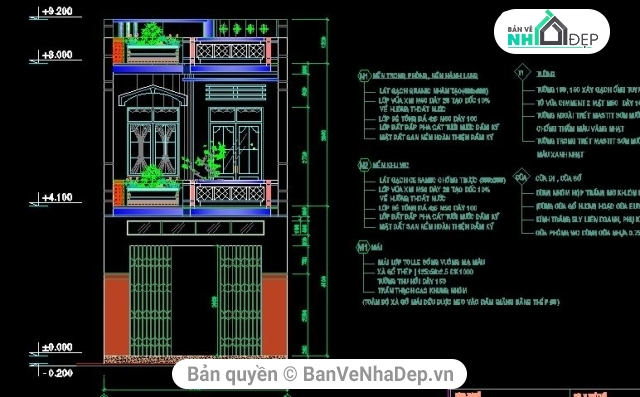 Bản vẽ nhà 2 tầng,kiến trúc nhà 2 tầng,kiến trúc 2 tầng 5x16m,thiết kế nhà 2 tầng,mẫu file cad nhà 2 tầng