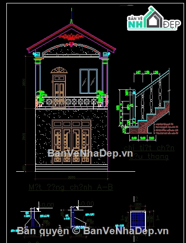 nhà phố kích thước 5x15m,kiến trúc nhà phố kích thước 5x15 m,Bản vẽ kiến trúc nhà phố,bản vẽ nhà phố 2 tầng,file cad nhà phố 2 tầng