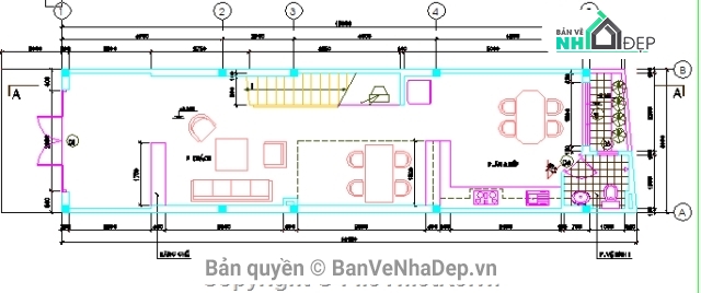 Bản vẽ nhà phố,nhà 4 tầng 4x16m,kiến trúc 4 tầng,Bản vẽ kiến trúc nhà phố,bản vẽ nhà phố 4 tầng