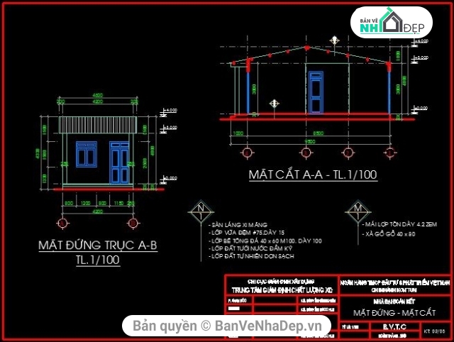 nhà cấp 4,nhà tình nghĩa,nhà đại đoàn kết,nhà hộ nghèo,bản vẽ nhà tình nghĩa