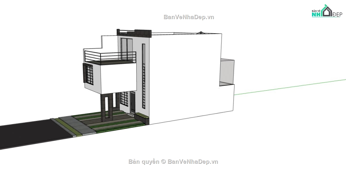 nhà phố 3 tầng,Thiết kế nhà phố,model sketchup nhà phố 3 tầng