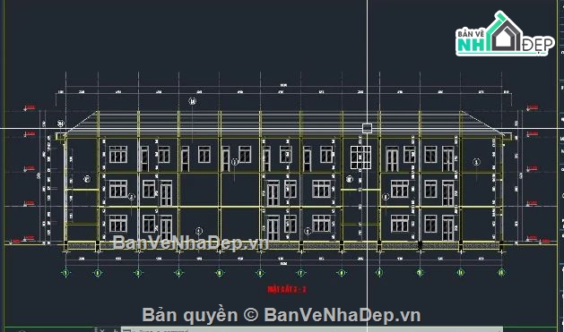 trường mầm non,trường mầm non 3 tầng,file cad trường mầm non