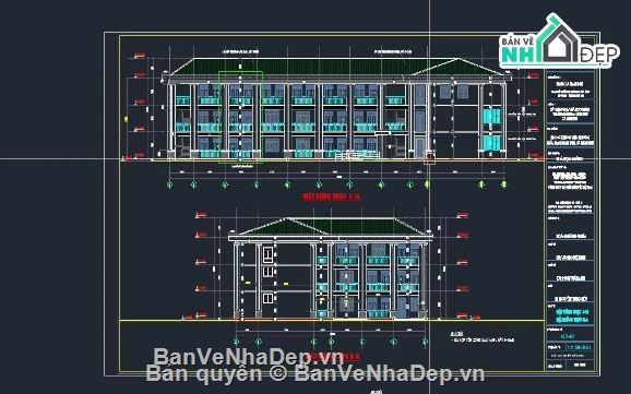 trường mầm non,trường mầm non 3 tầng,file cad trường mầm non