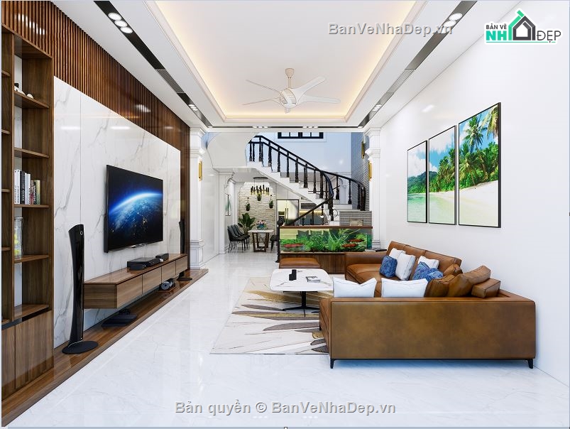 nội thất phòng khách,thiết kế nhà phố,bản vẽ nhà ống