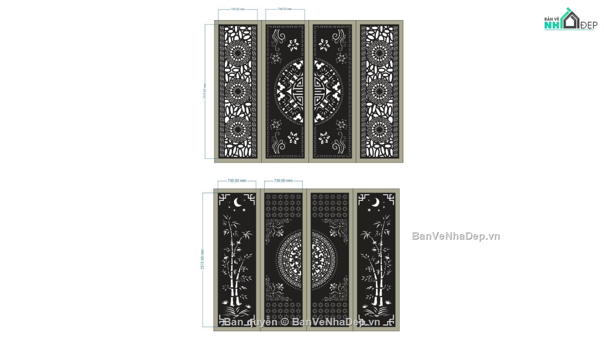 mẫu cổng 4 cánh,cổng 4 cánh cnc,cổng dxf