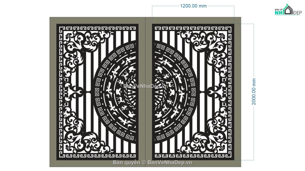 cổng 2 cánh cnc,file cnc cổng 2 cánh,mẫu cnc cổng 2 cánh,cnc cổng 2 cánh